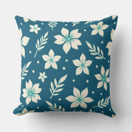 Star Flower och Löv Cream and Teal Kudde