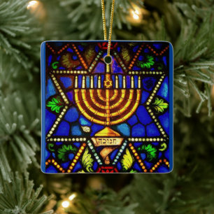 STAR FÖR DAVID OCH MENORAH HELGDAG ORNAMENT