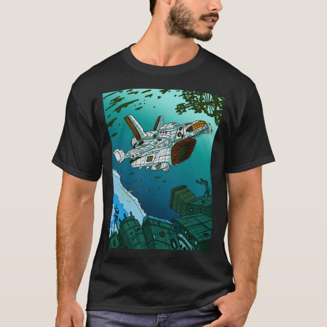 Star Frakt och Orbital Space Station. Fleet Krig W T Shirt (Framsida)