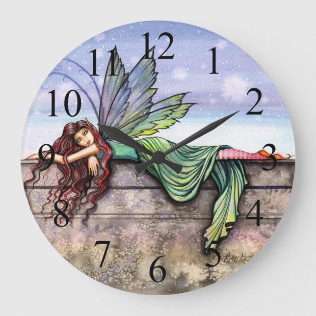 Star Gazer Fairy Art Wall Clock Stor Klocka (Framsida)