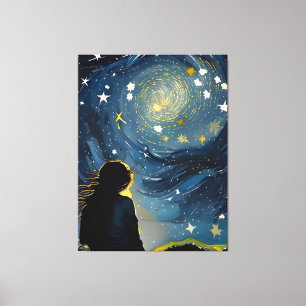 Star Gazing Woman Canvastryck