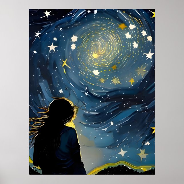 Star Gazing Woman Poster (Framsidan)
