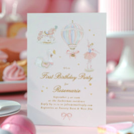 Star Girl Princess Fairytale Ballerina Birthday Inbjudningar