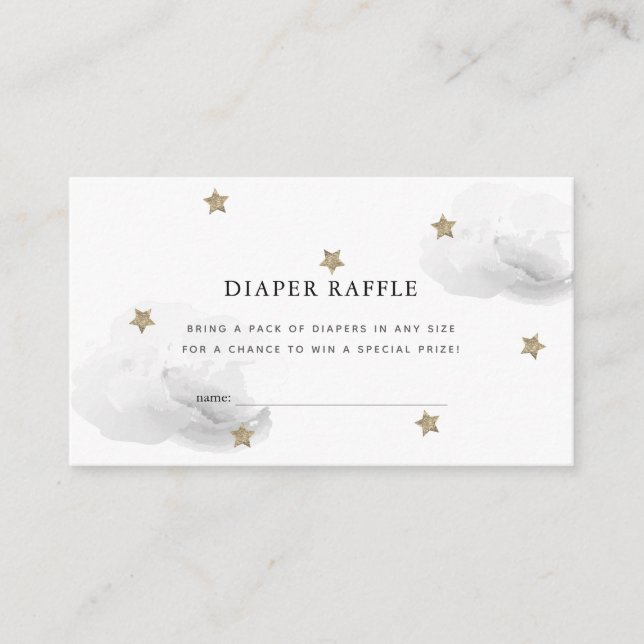 Star & Grått Cloud Baby Shower Diaper Raffle Bilje Tilläggskort (Framsida)
