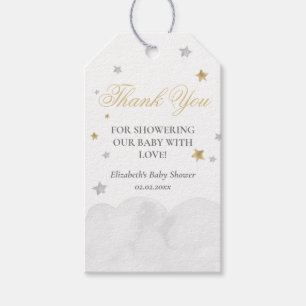 Star Grått Guld Baby Shower Tack Presentetikett