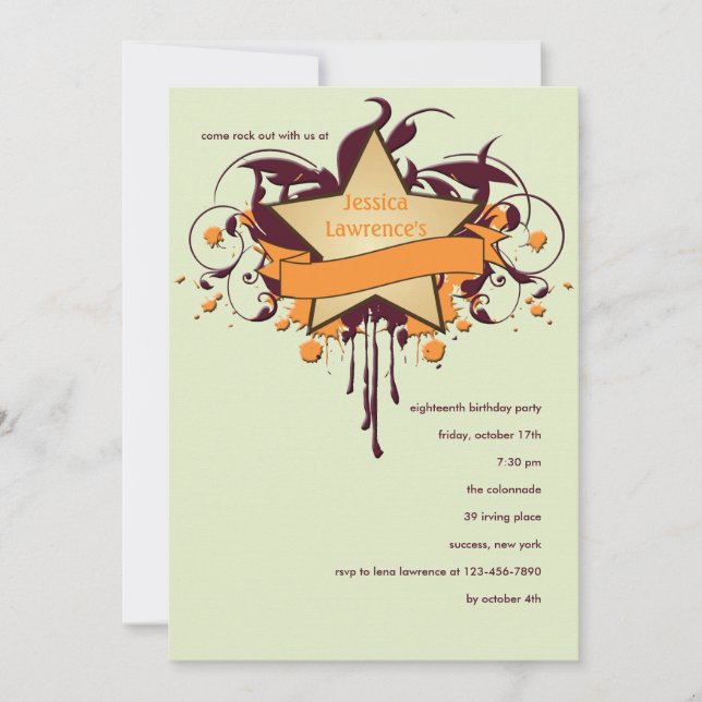 Star Grunge-inbjudan Inbjudningar (Framsida)