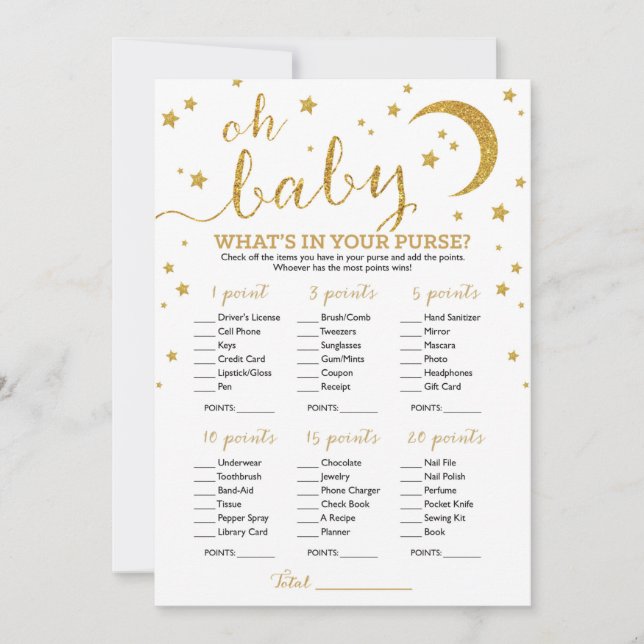 Star Guld Glitter vad du har i din plånbok Inbjudningar (Framsida)