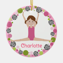 Star Gymnast Brown Pony Svan i Pinks Julgransprydnad Keramik