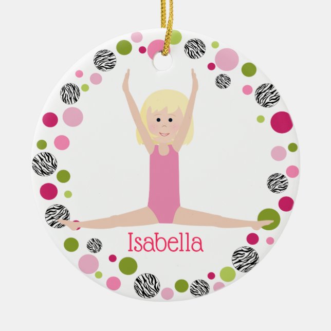 Star Gymnast in Pinks Personlig Julgransprydnad Keramik (Framsidan)