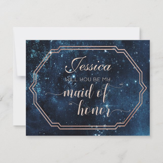 Star Himlar Celestial blir du min Maid of honor Inbjudningar (Framsida)