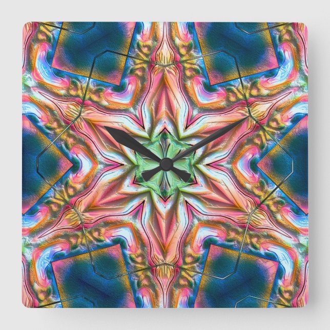 Star kaleidoskop i obearbetat struktur, bränd lax  fyrkantig klocka (Framsida)