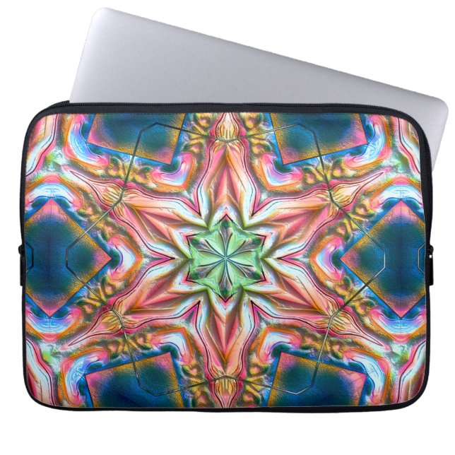 Star kaleidoskop i obearbetat struktur, bränd lax  laptop fodral (Framsidan)