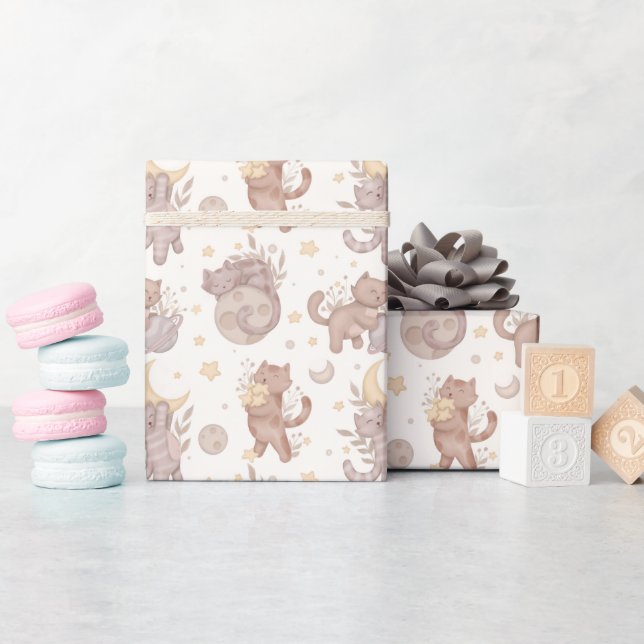 Star Kittens Presentpapper (Baby Shower)