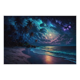 Star Kusten, Maldiverna, nattstranden Fototryck