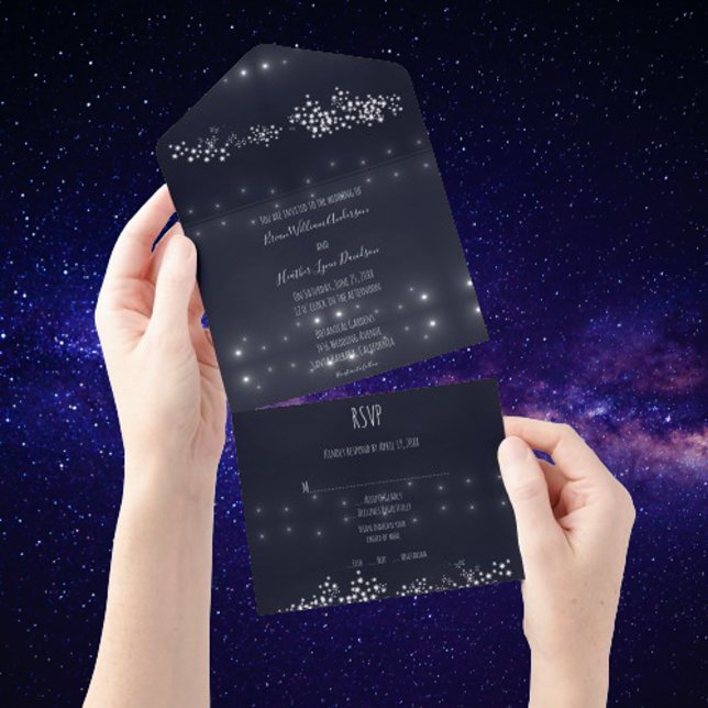 Star Light Bröllop allt i ett (Star Light Wedding All in One Invite)