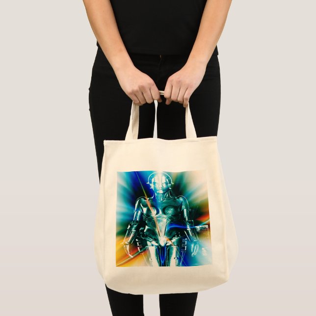 Star Light Robot Large Tote Bag Tygkasse (Framsida (produkt))