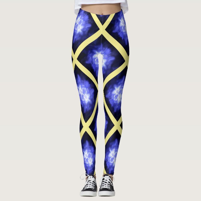 Star Light Star Bright Yellow Blue Leggings (Framsida)