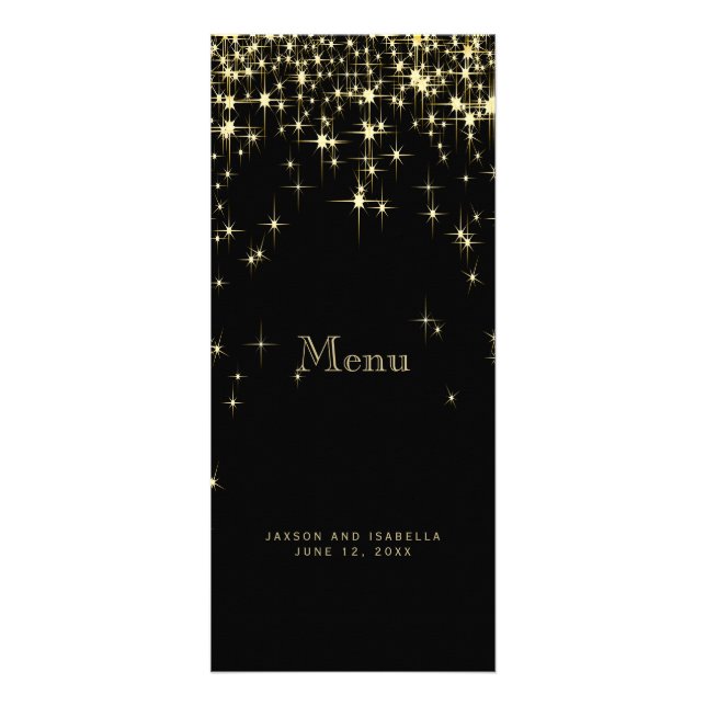 Star Ljus i Guld och Black - Menu Reklamkort (Framsidan)