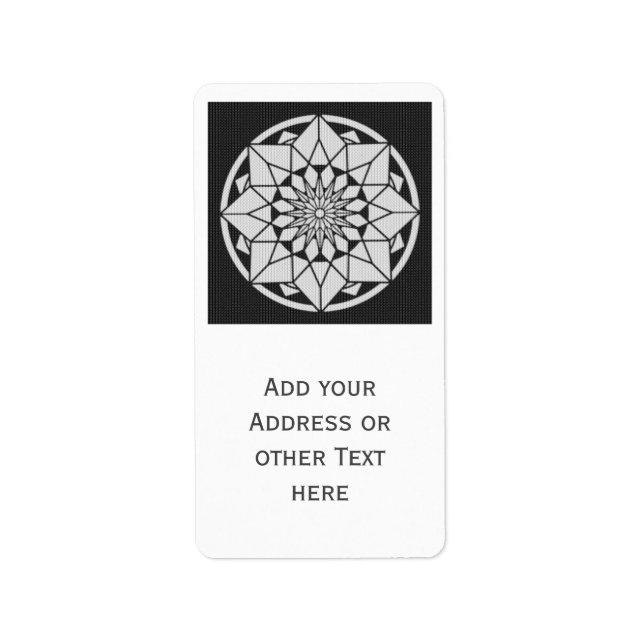 Star Mandala knackar svart och vitt Adressetikett (Framsidan)