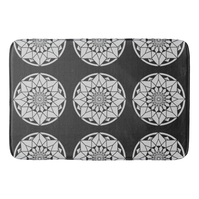 Star Mandala knackar svart och vitt Badrumsmatta (Framsidan)