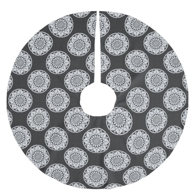 Star Mandala knackar svart och vitt Julgransmatta Borstad Polyester (Framsidan)