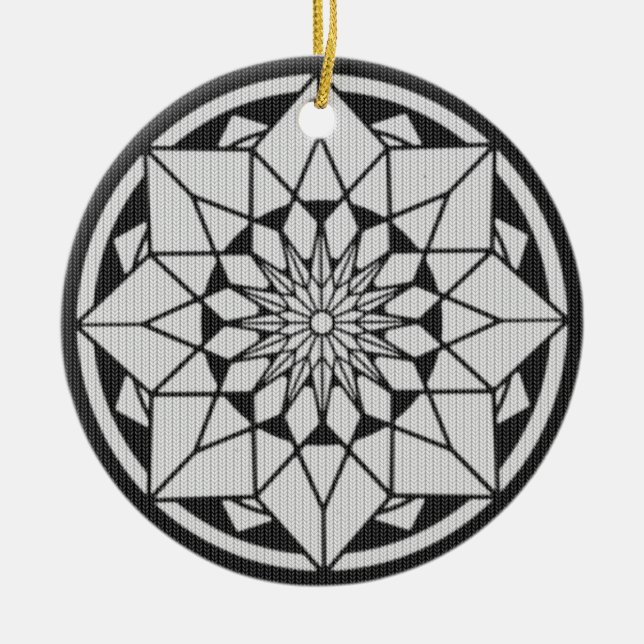 Star Mandala knackar svart och vitt Julgransprydnad Keramik (Framsidan)