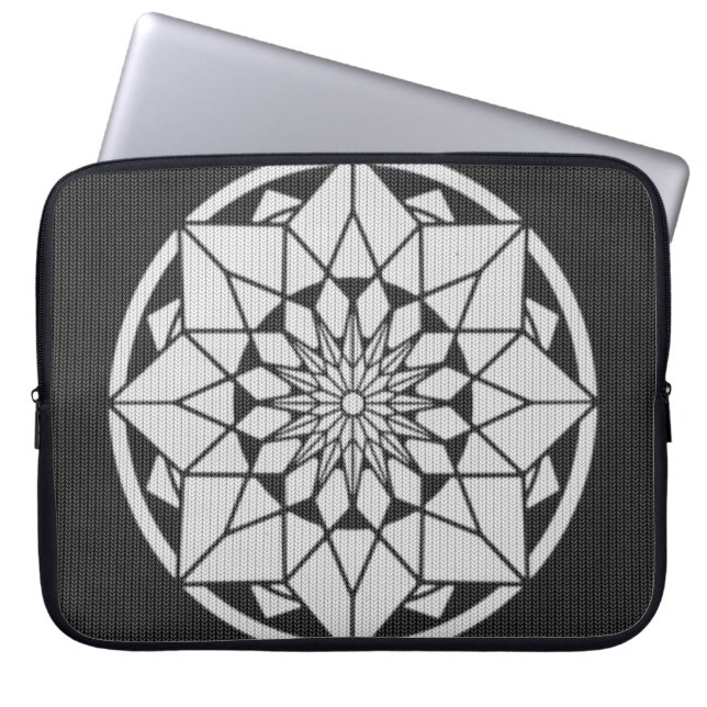 Star Mandala knackar svart och vitt Laptop Fodral (Framsidan)