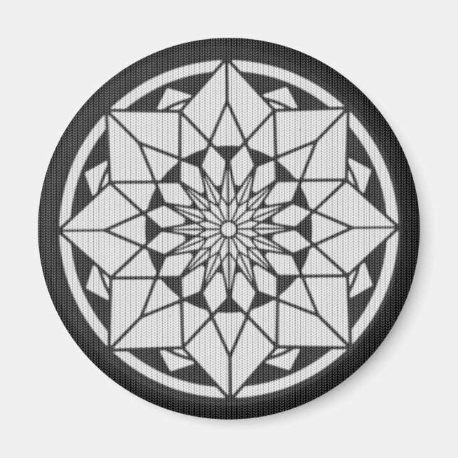 Star Mandala knackar svart och vitt Magnet (Framsidan)