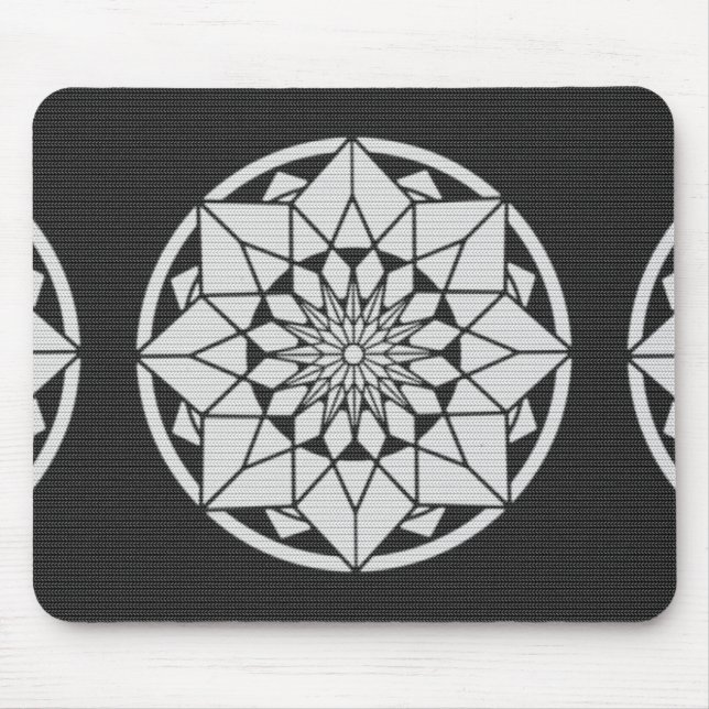 Star Mandala knackar svart och vitt Musmatta (Framsidan)