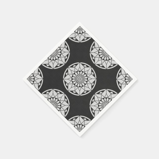 Star Mandala knackar svart och vitt Pappersservett (Hörn)