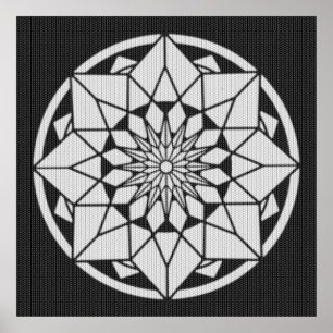 Star Mandala knackar svart och vitt Poster