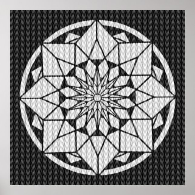 Star Mandala knackar svart och vitt Poster (Framsidan)