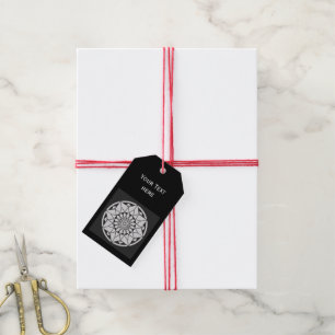 Star Mandala knackar svart och vitt Presentetikett