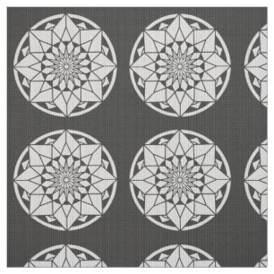 Star Mandala knackar svart och vitt Tyg