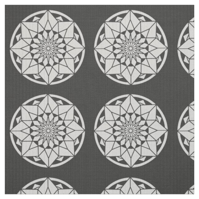 Star Mandala knackar svart och vitt Tyg (Provkarta)