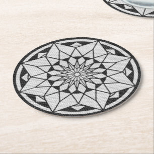 Star Mandala knackar svart och vitt Underlägg Papper Rund