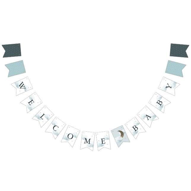 Star Måne & Cloud Välkommen Baby Bunting Flaggor (Alla)