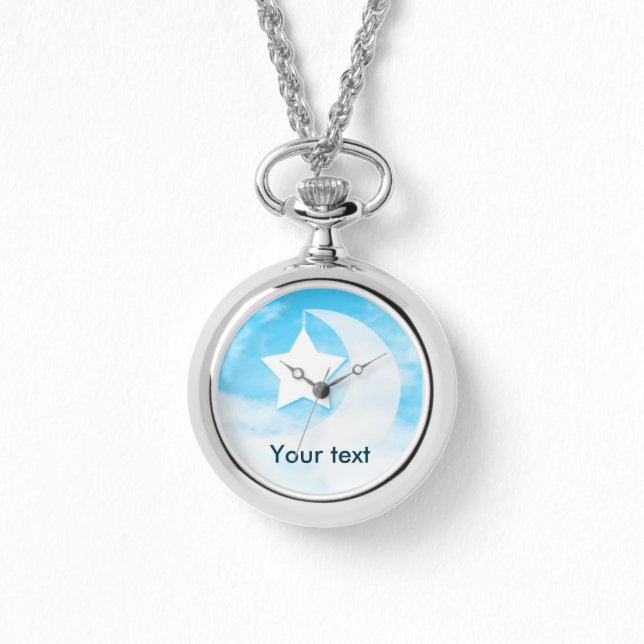 Star & Måne Women's Wraparound Silver Watch Armbandsur (Framsida)