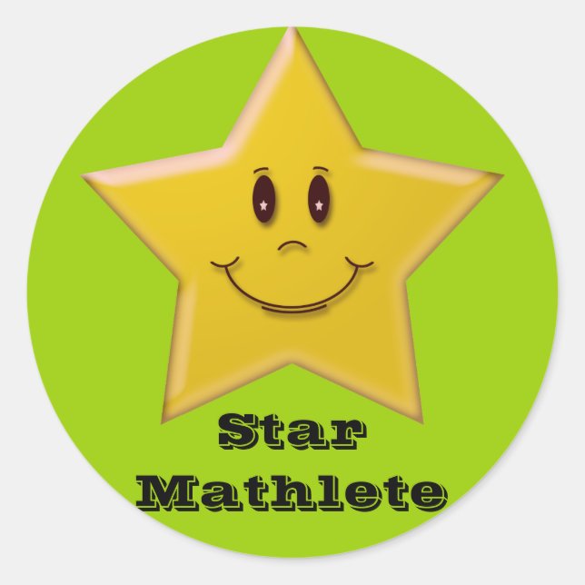 Star Mathlete Sticker Runt Klistermärke (Framsida)