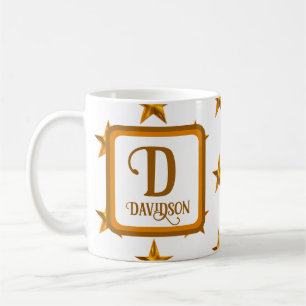 Star Monogram Första Orangen Guld Family Namn Kaffemugg