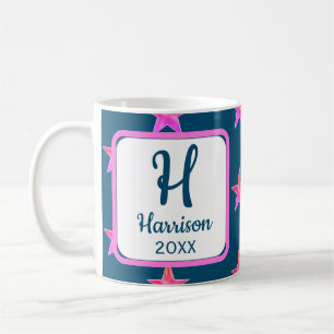 Star Monogram - första Rosan, blå färgstark Kaffemugg