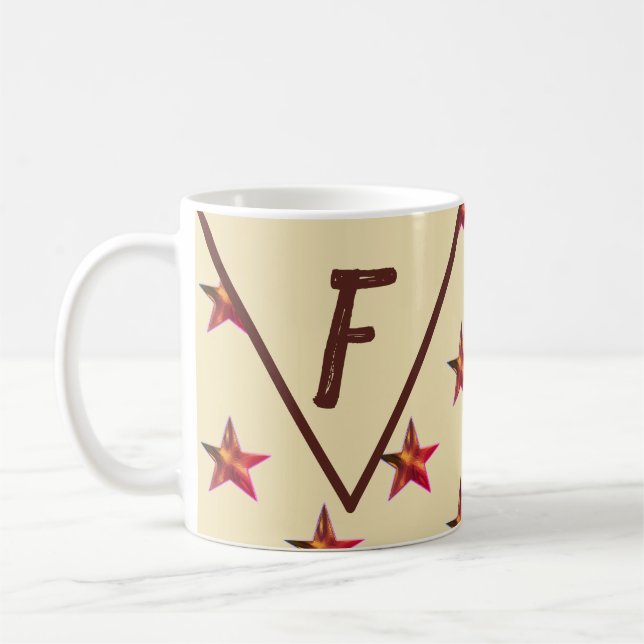 Star Monogram Red Tan Keepsakys-familjen - första Kaffemugg (Vänster)