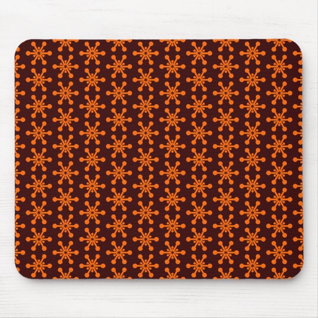 Star Mönster - Orange på Mörk Brown 330000 Musmatta (Framsidan)