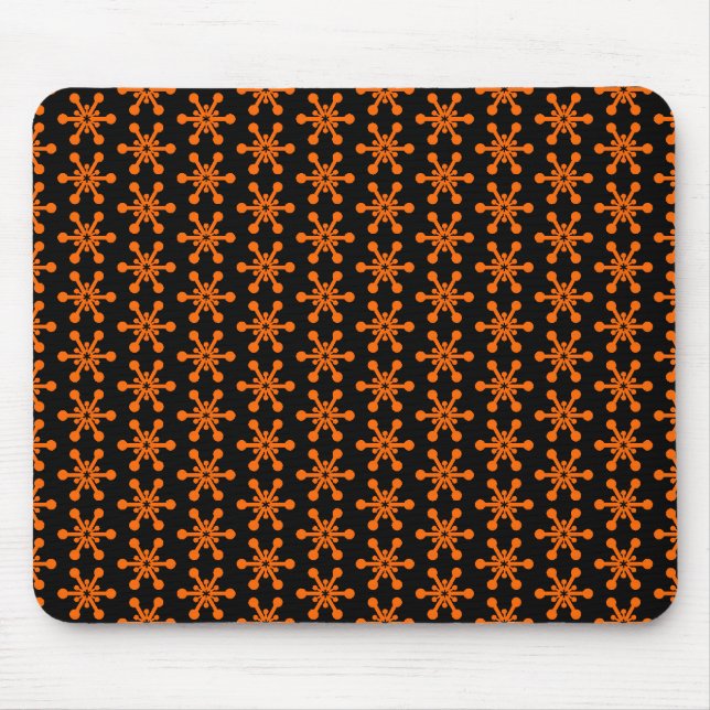 Star Mönster - Orange på svart Musmatta (Framsidan)