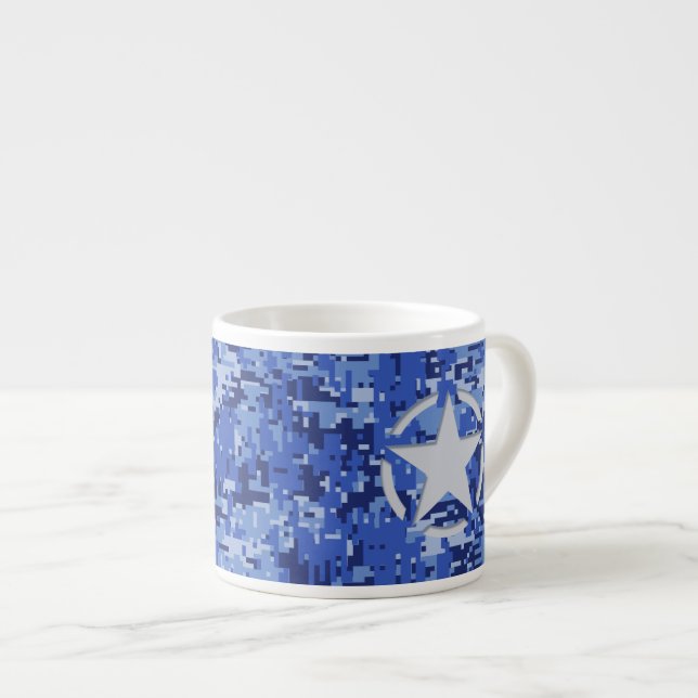 Star Navy Blue Digital Camouflage Espressomugg (Framsida höger)