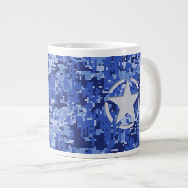 Star Navy Blue Digital Camouflage Jumbo Mugg (Framsida höger)