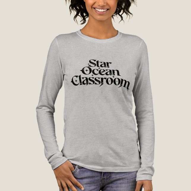 Star Ocean Classroom Retro Stackad Typografi Långä T Shirt (Framsida)
