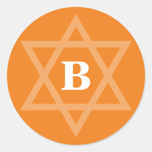 STAR OF DAVID coola fet initial orange Runt Klistermärke