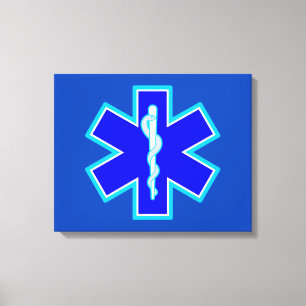 Star of Life Sjukvårdare-symbol EMS Blue Canvastryck