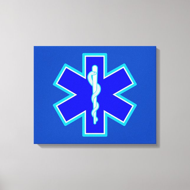 Star of Life Sjukvårdare-symbol EMS Blue Canvastryck (Framsida)